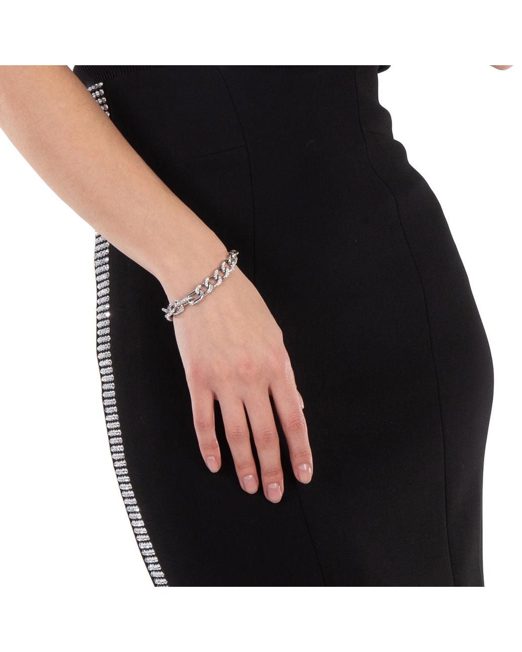 Swarovski Metallic Rhodium Plated Pave Dextera Bracelet, Size Medium for men