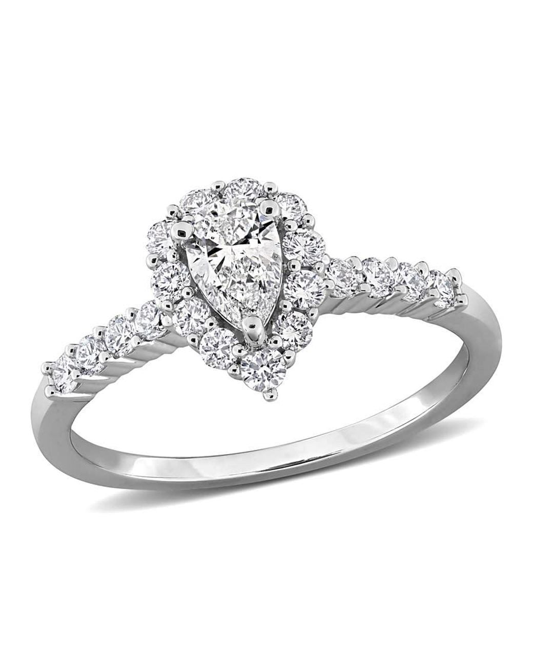 Created Forever Metallic 3/4Ct Tw Pear-Shaped Lab-Grown Diamond Halo Engagement Ring for men
