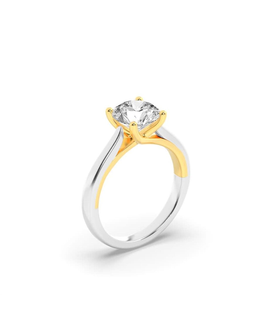 Mure And Co White 2Ctw Round Shaped Lab Grown Diamond (F/Vs) Two Tone Cathedral Shank Engagement Ring for men
