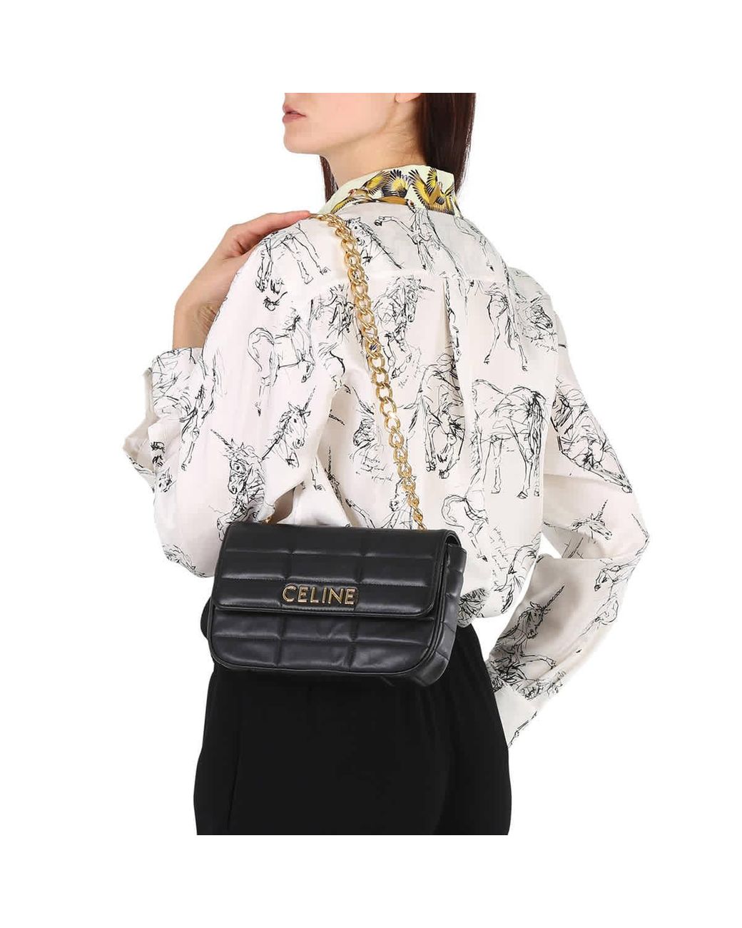 Celine Chain Shoulder Bag in Black Lyst UK