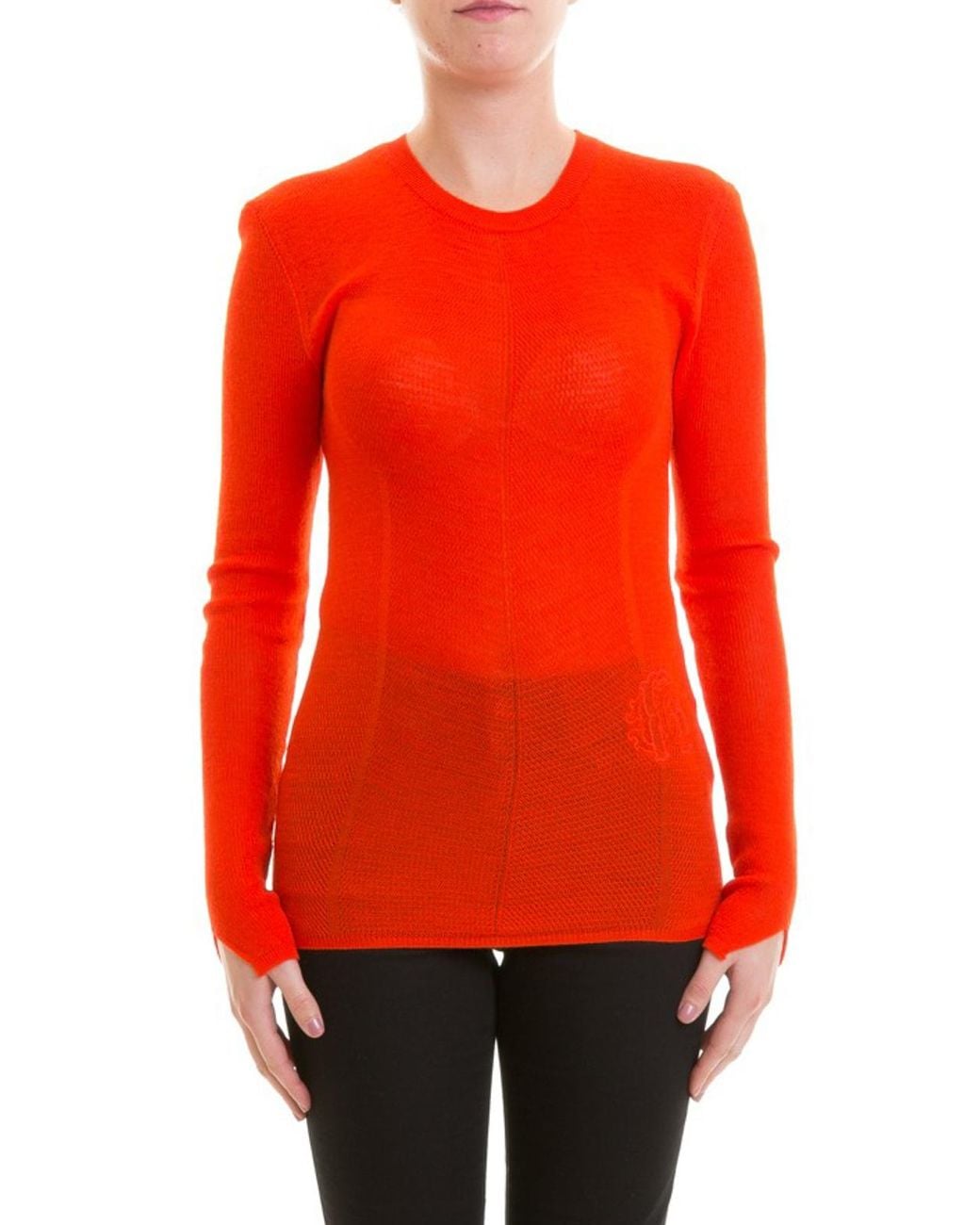 Roberto Cavalli Red Crewneck Wool-Blend Sweater, Brand Size 40 Us for men