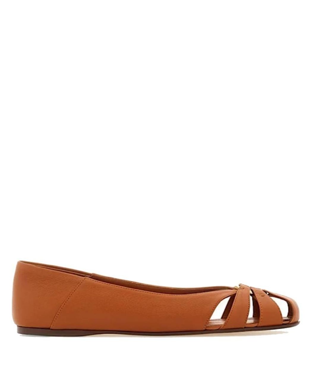 Ferragamo Brown Aurelie Gancini Ornament Ballet Flats