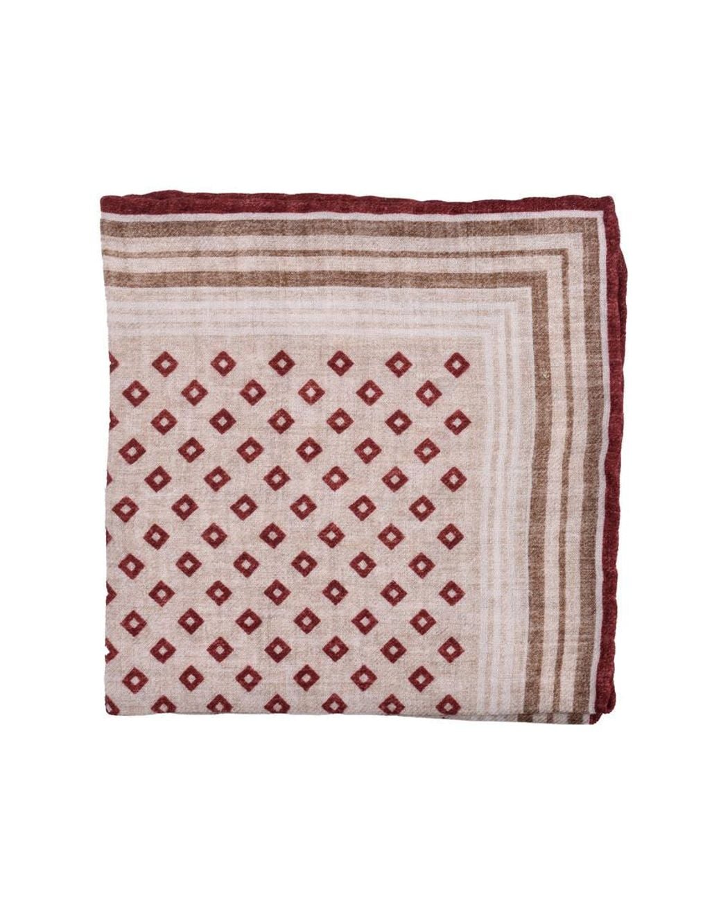 2 Color Square Patterns Brunello Cucinelli Barbera Camel Wool Geometric Pocket Square in Pink ...