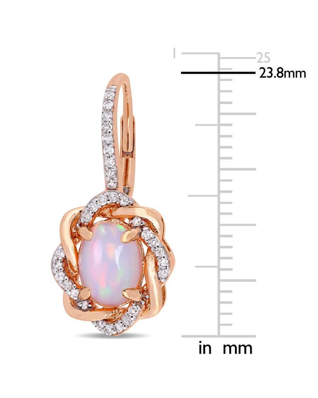 Amour Pink 1 1/2 Ct Tgw Ethiopian Opal And 1/4 Ct Tw Diamond Halo Leverback Earrings for men