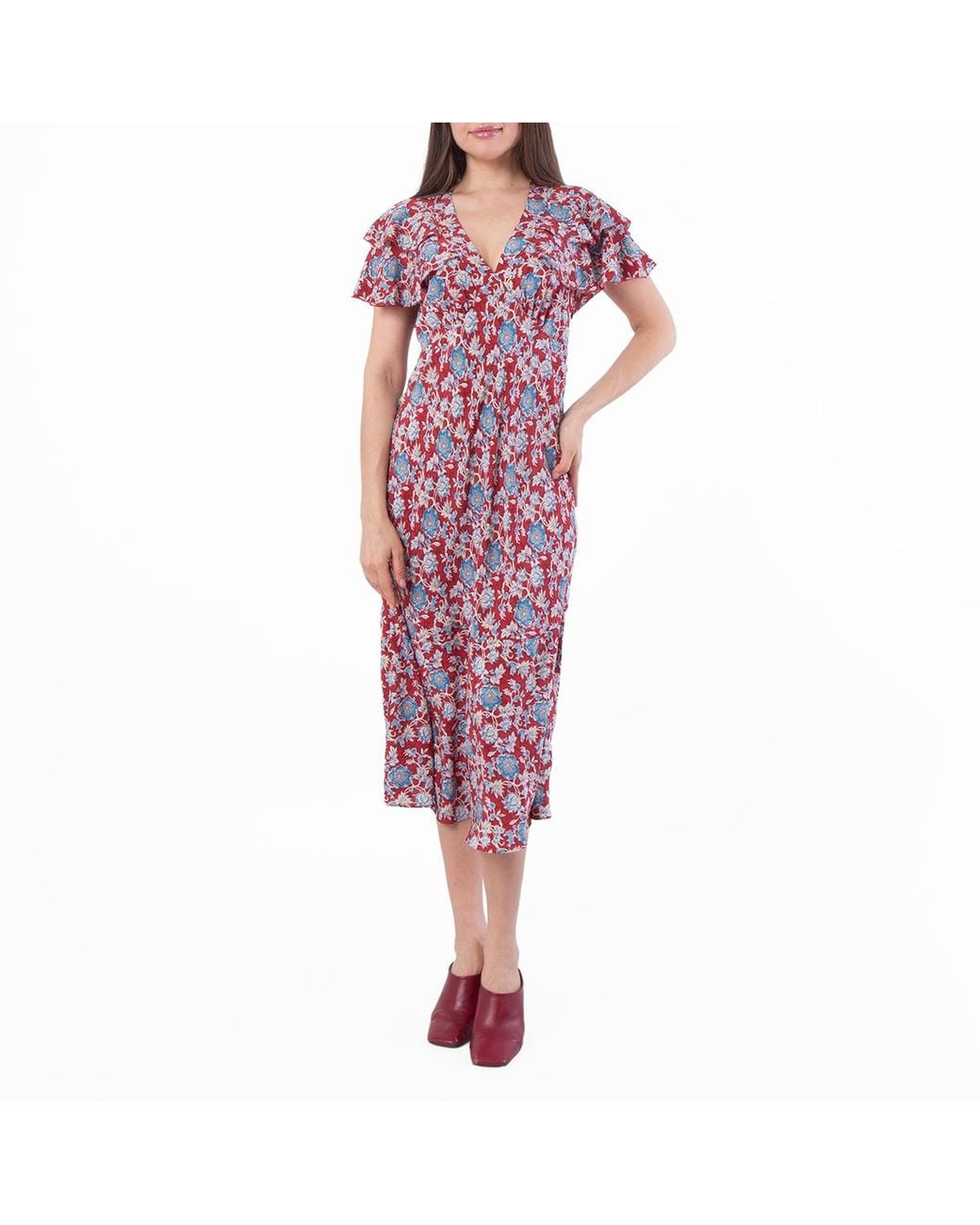 Polo Ralph Lauren Red Floral-Printed Silk Dress
