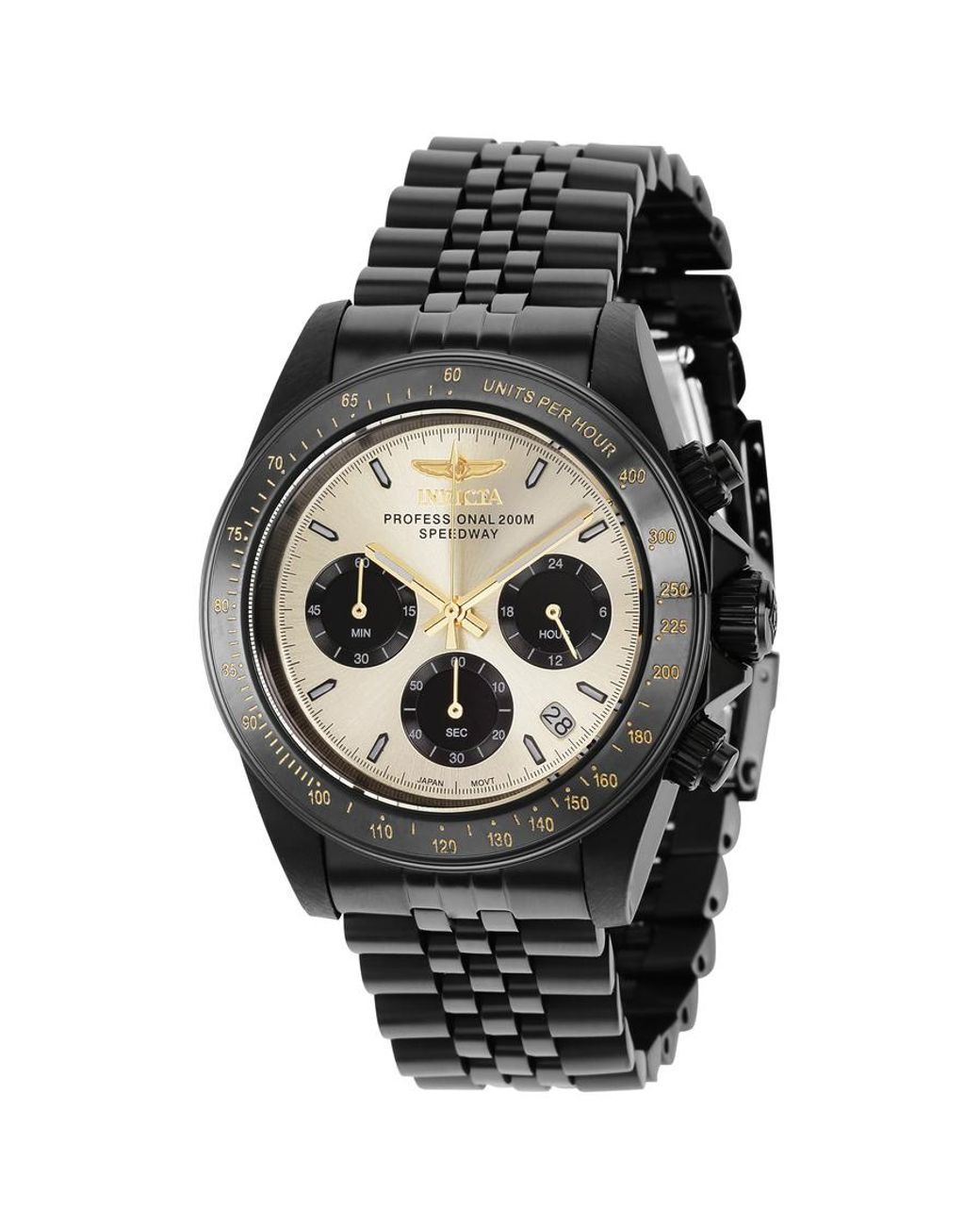 Invicta Speedway Chronograph Quartz Light Gold Dial Watch in Black for