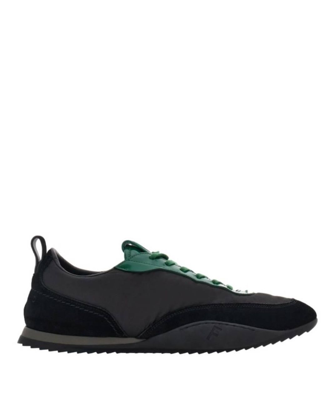 Ferragamo Green Patent Leather Trim Sneaker for men