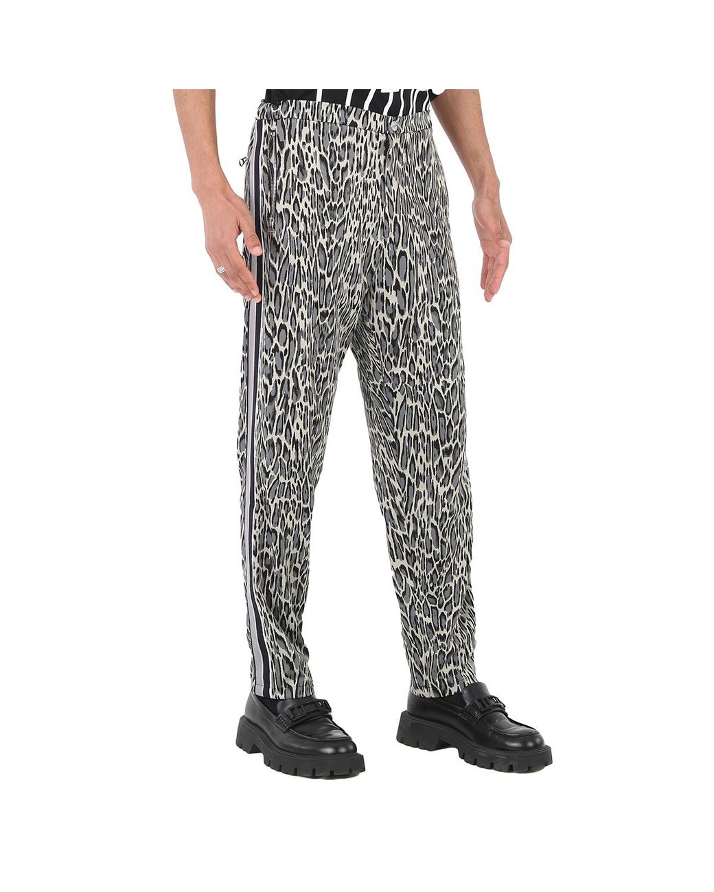 Roberto Cavalli Gray Micro Jaguar Jacquard Trousers for men