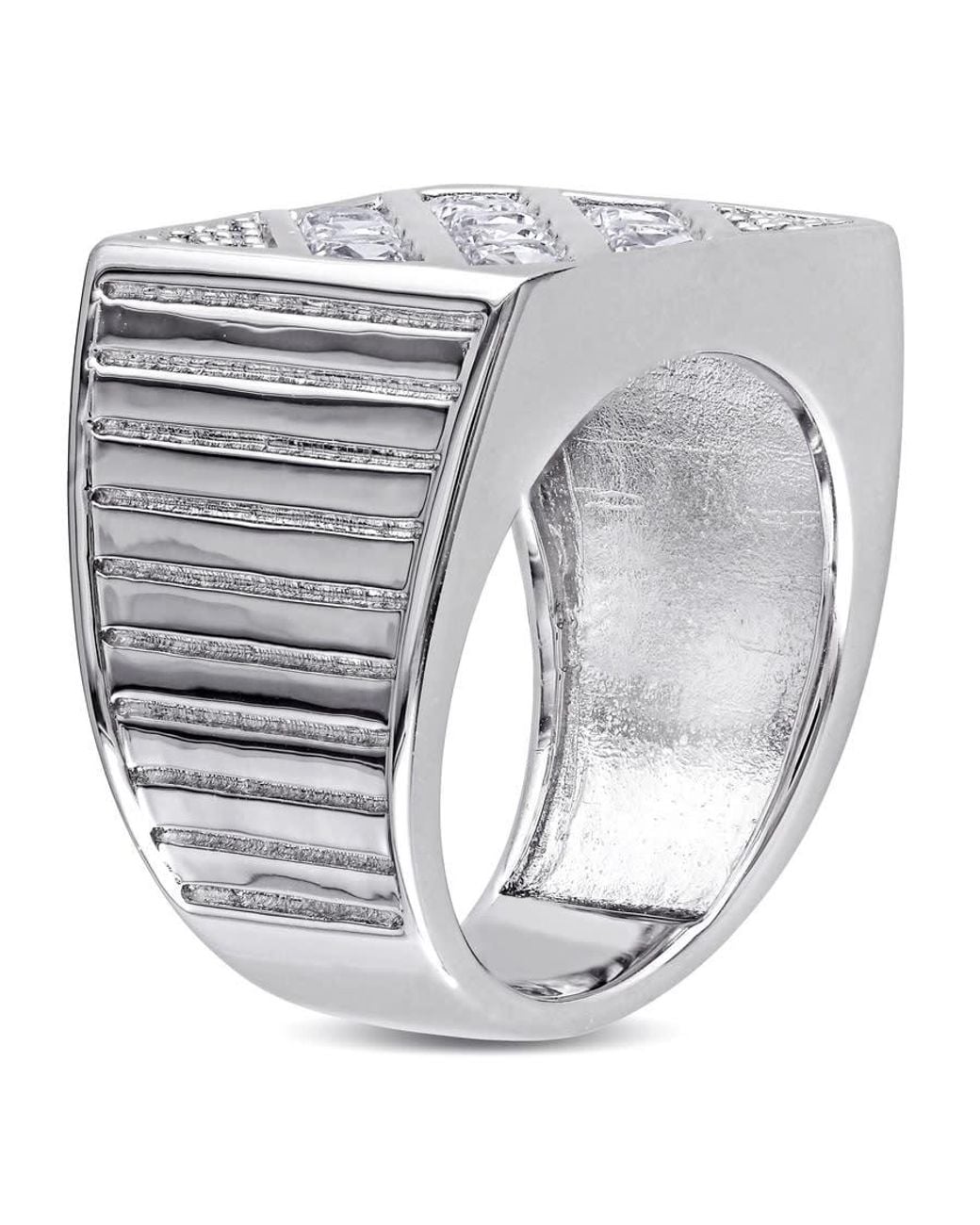 Amour Metallic Created Sapphire Square Ring for men