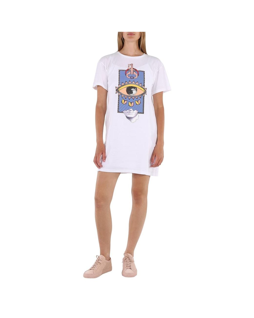 Roberto Cavalli Blue Ladies Optical Cotton Evil Eye Dress, Brand Size 44 (Us for men