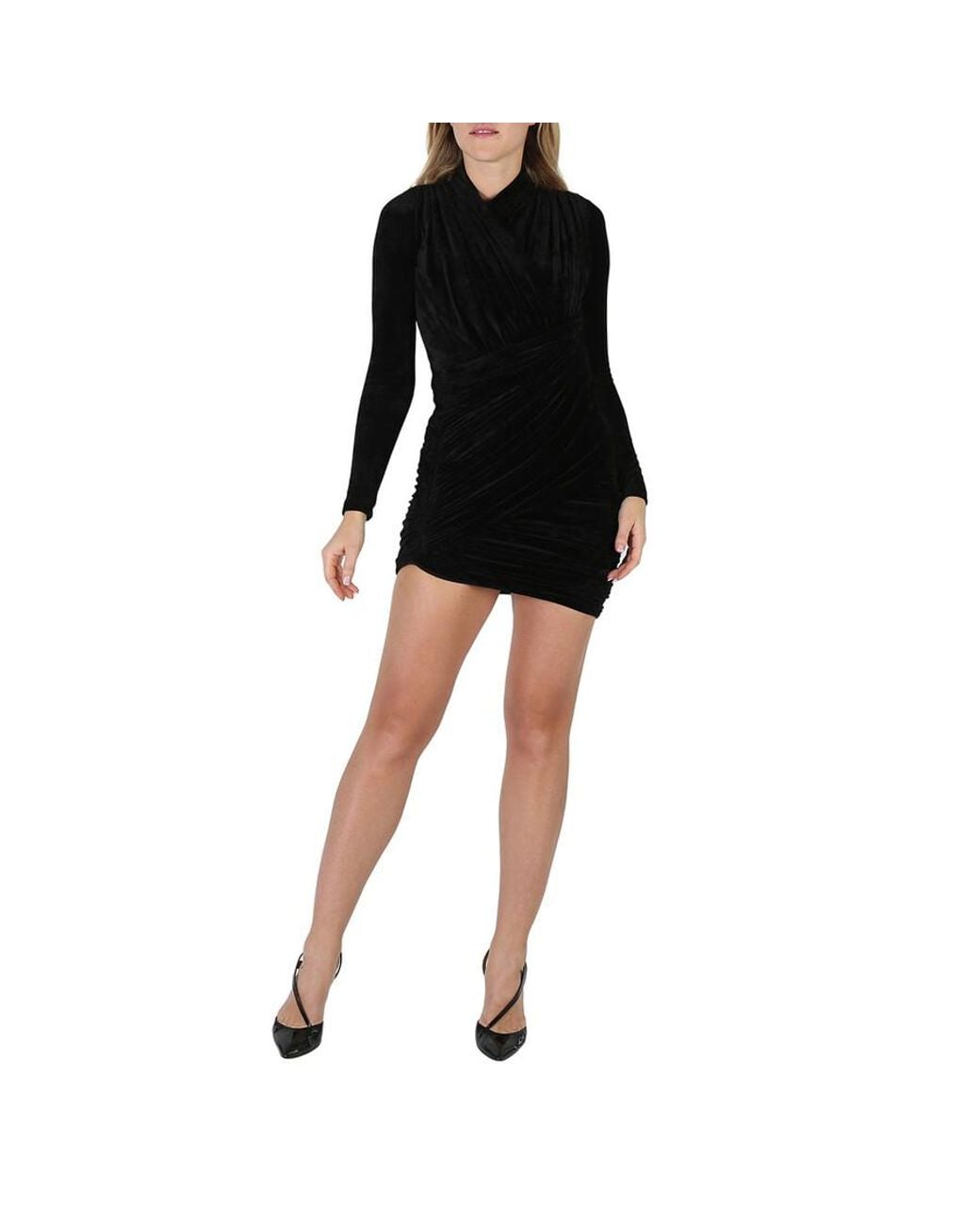 Balenciaga Black Velvet Jersey Draped Mini Dress, Brand Size 34 (Us