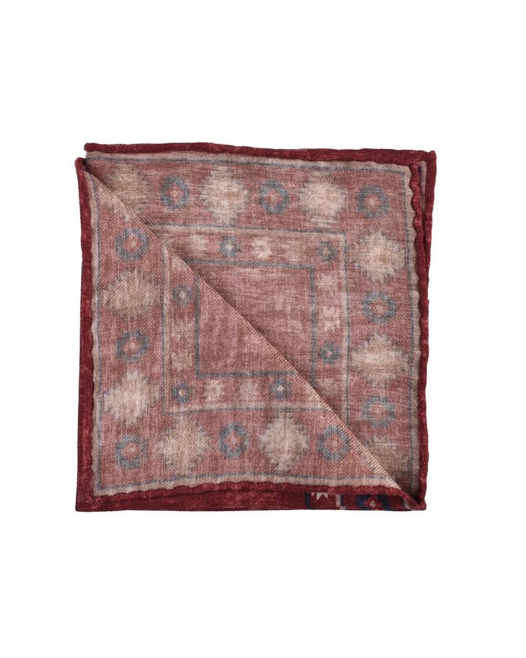 Brunello Cucinelli Red Wool Patterned Pocket Square, One Size for men