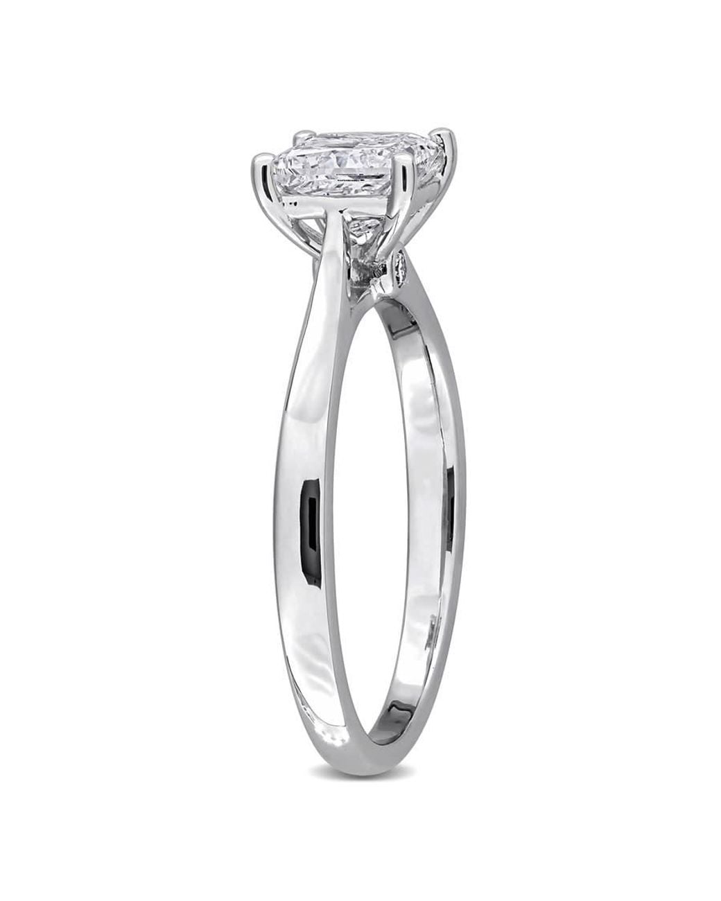 Created Forever Metallic 1Ct Tw Princess-Cut Lab-Grown Diamond Solitaire Engagement Ring With Side Accents for men