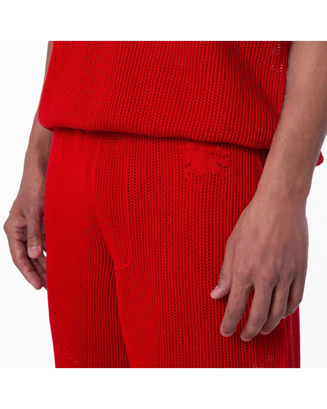 Burberry Red Silk Cotton Mesh Shorts for men