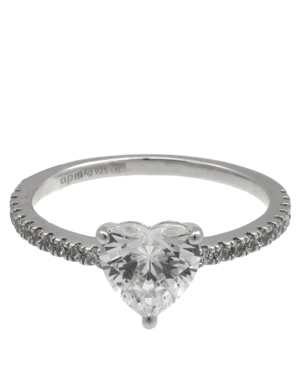 Apm Monaco Metallic Heart Pave Sterling Ring for men