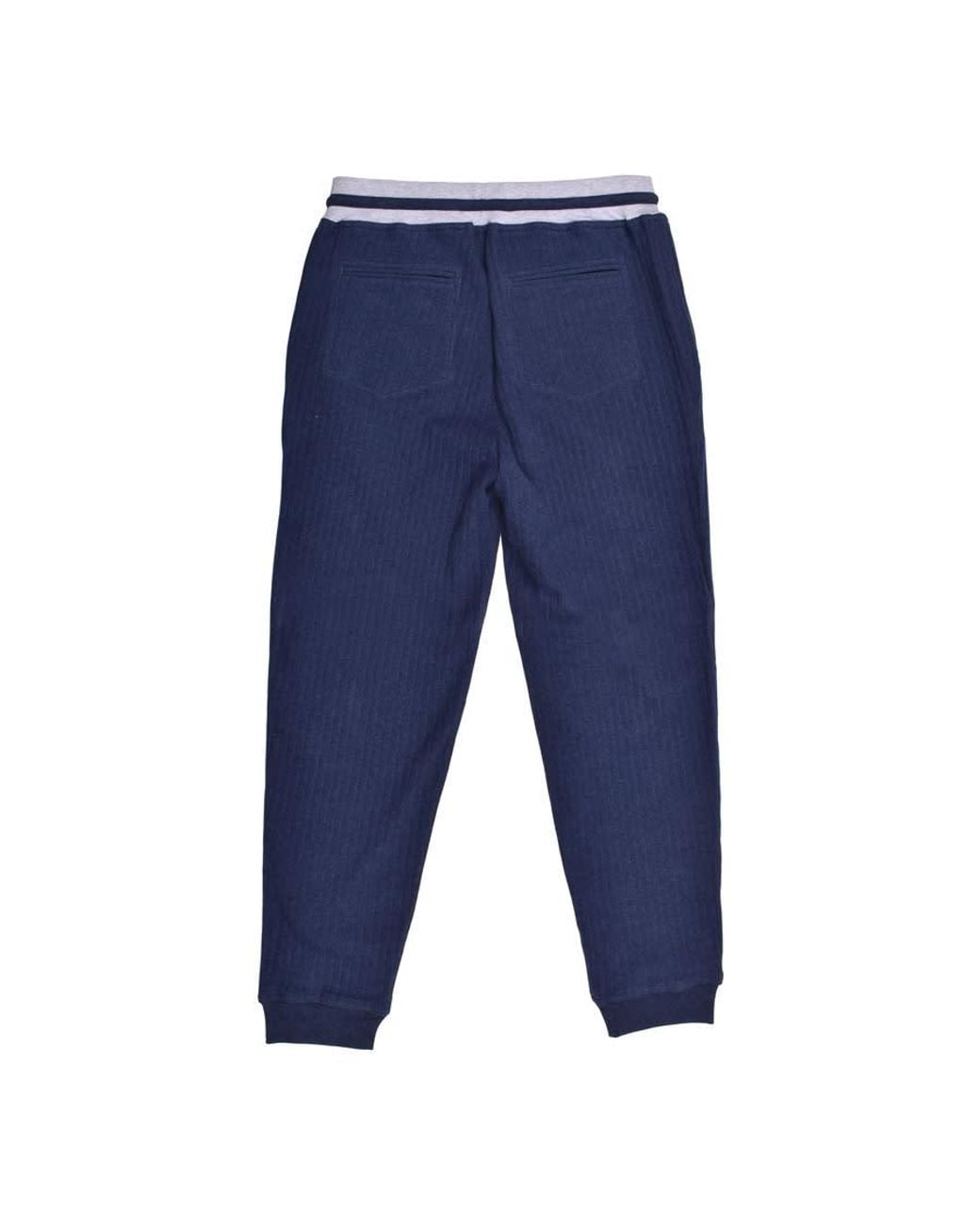 Brunello Cucinelli Blue Ribbed Knit Trousers for men
