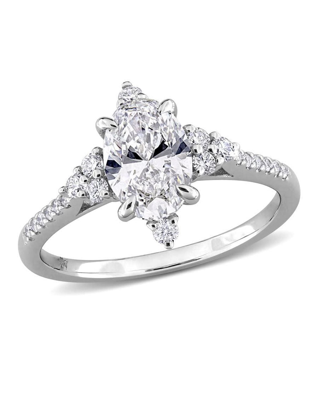 Created Forever Metallic 1 1/2Ct Tw Oval And Round-Cut Lab-Grown Diamond Engagement Ring for men