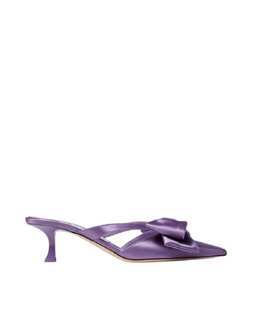 Jimmy Choo Purple Flaca 50Mm Wisteria Satin Mules, Brand Size 35 Us