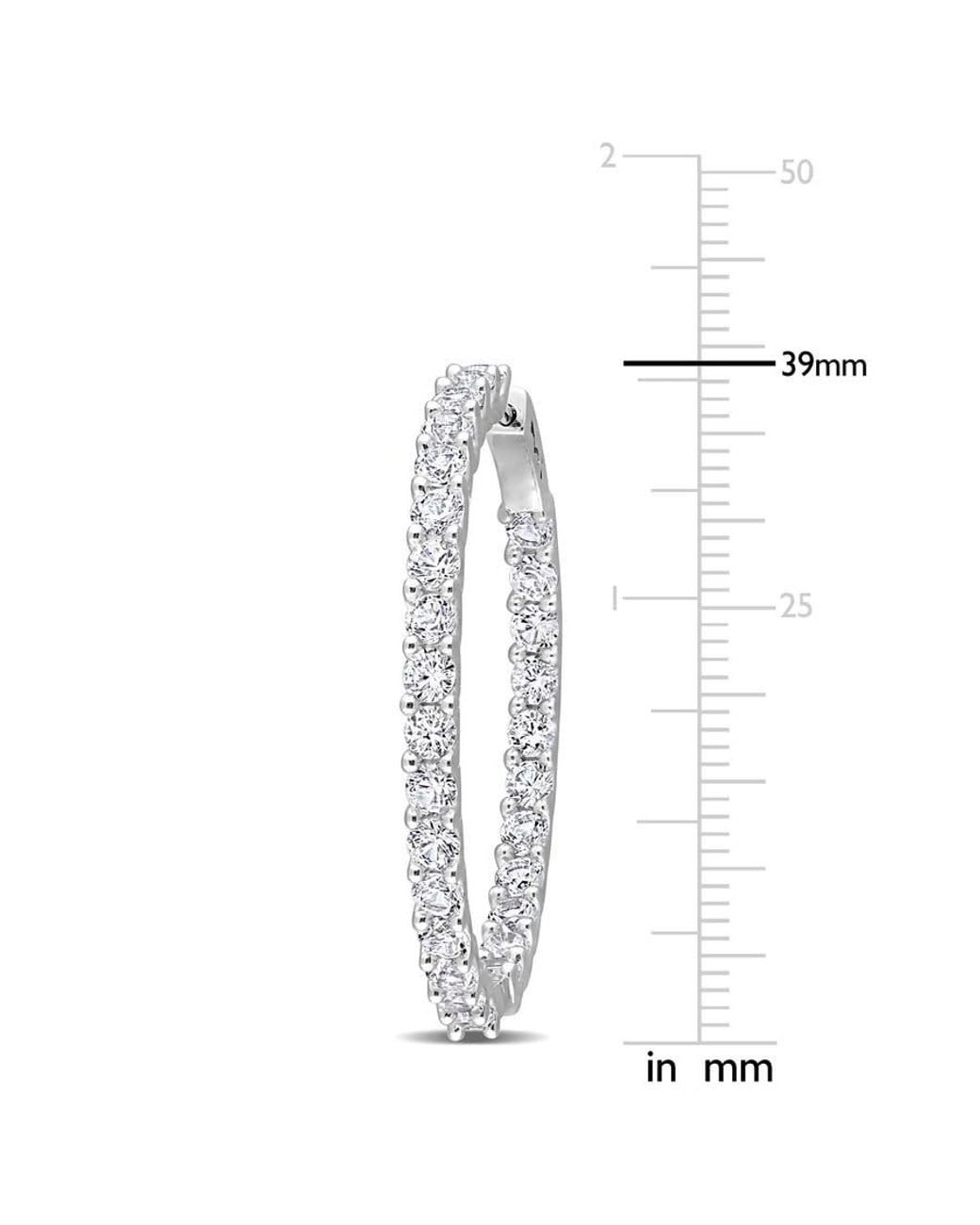 Amour White 8 3/8 Ct Tgw Created Sapphire Inside-Outside Hoop Earrings for men