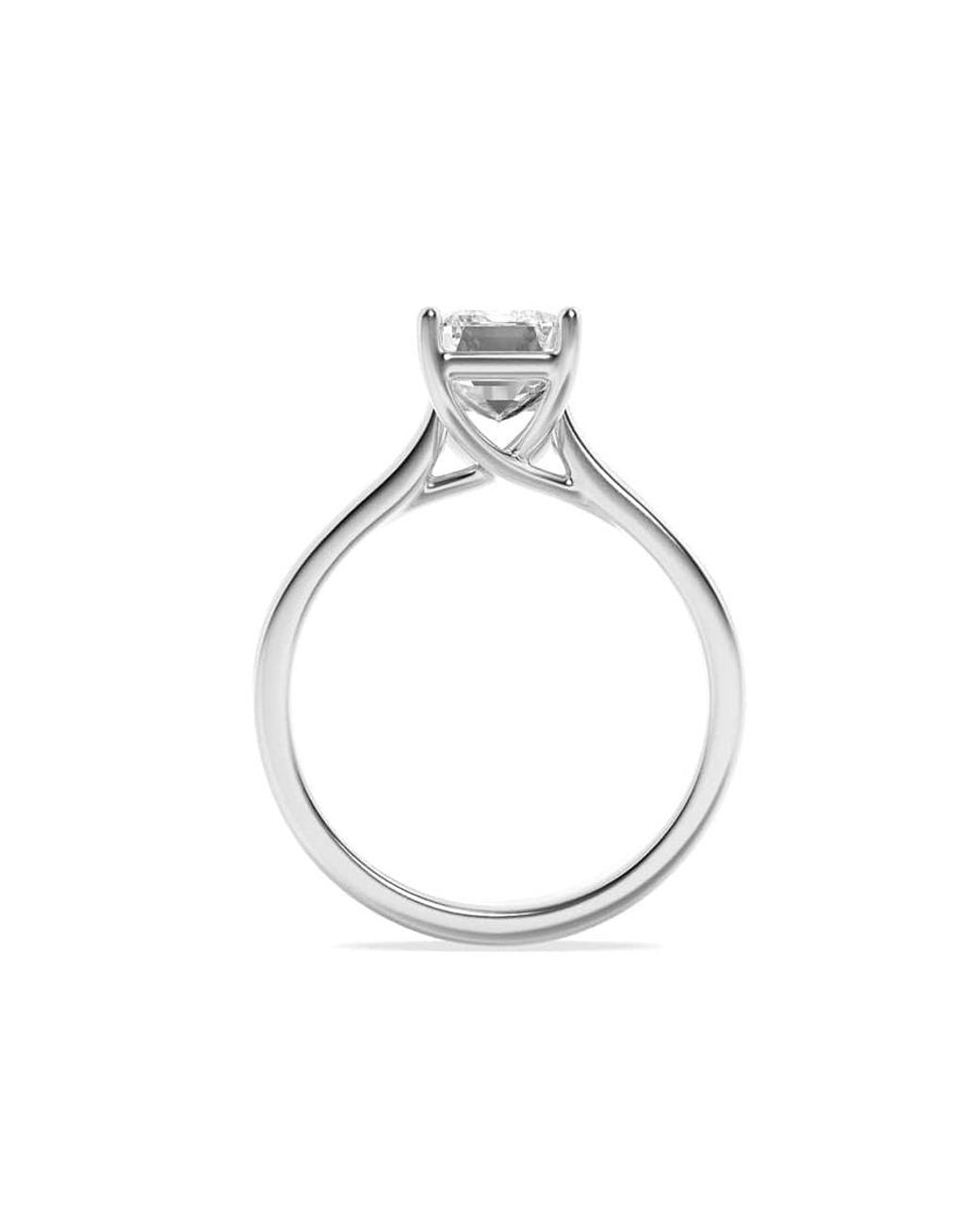 Mure And Co Metallic 1Ctw Radiant Shaped Lab Grown Diamond (F/Vs) Plain Cathedral Trellis Shank Solitaire Engagement Ring for men
