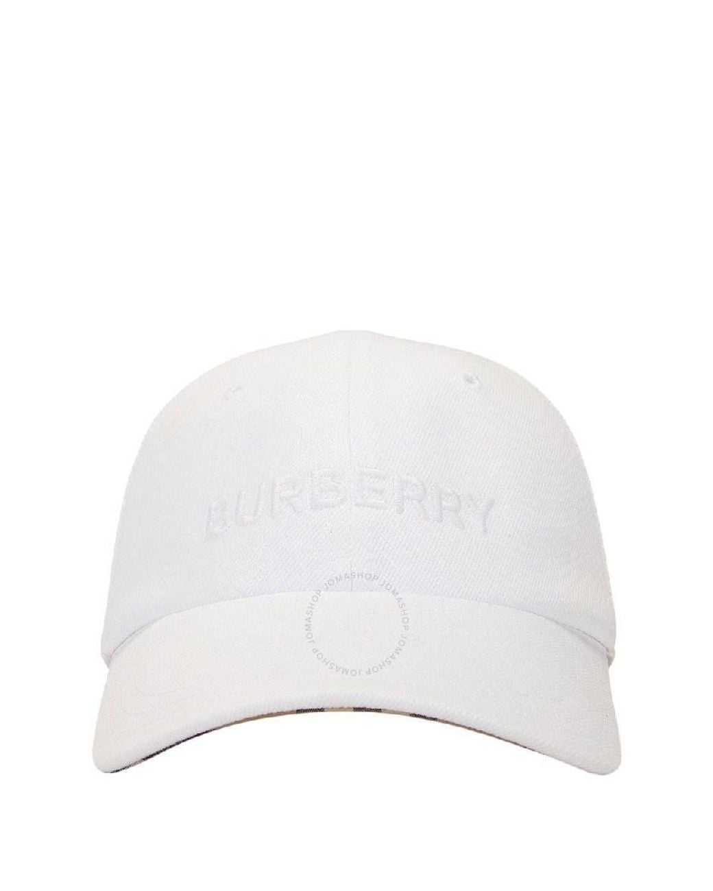 White Cotton Twill Burberry Baseball Cap With Brand Spell Out & Raised B Logo Hat Burberry White size One size International in Cotton  main image 3