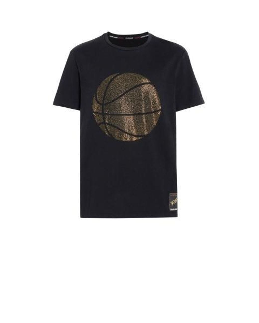 Roberto Cavalli Black Hotfix Crystal-Embellished Basketball T-Shirt for men