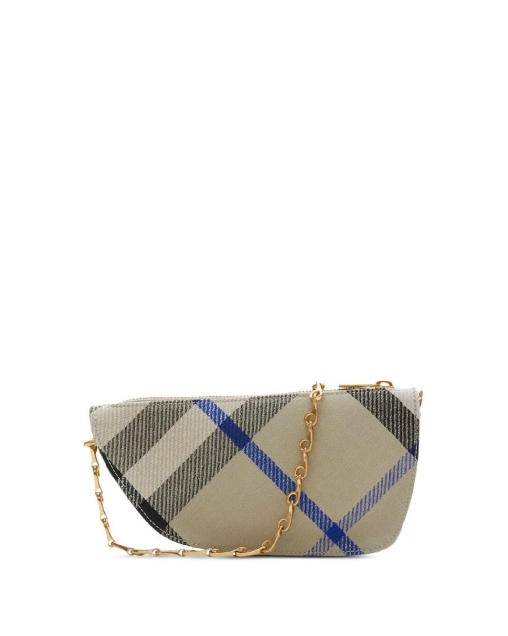 Burberry Gray Shield Check-Pattern Mini Bag