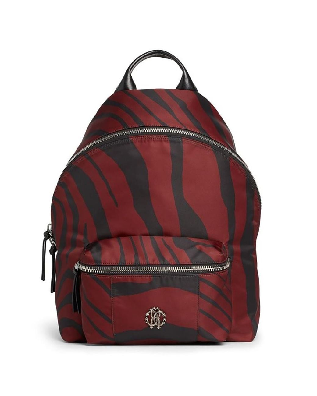 Roberto Cavalli Red Sienna And Zebra Print Fabric Backpack for men