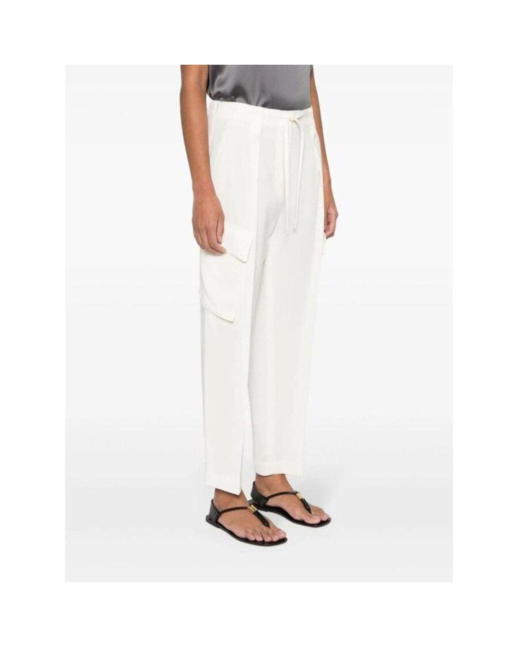 Brunello Cucinelli White Naturale Wool Viscose Tapered Trousers, Brand Size 44 (Us for men