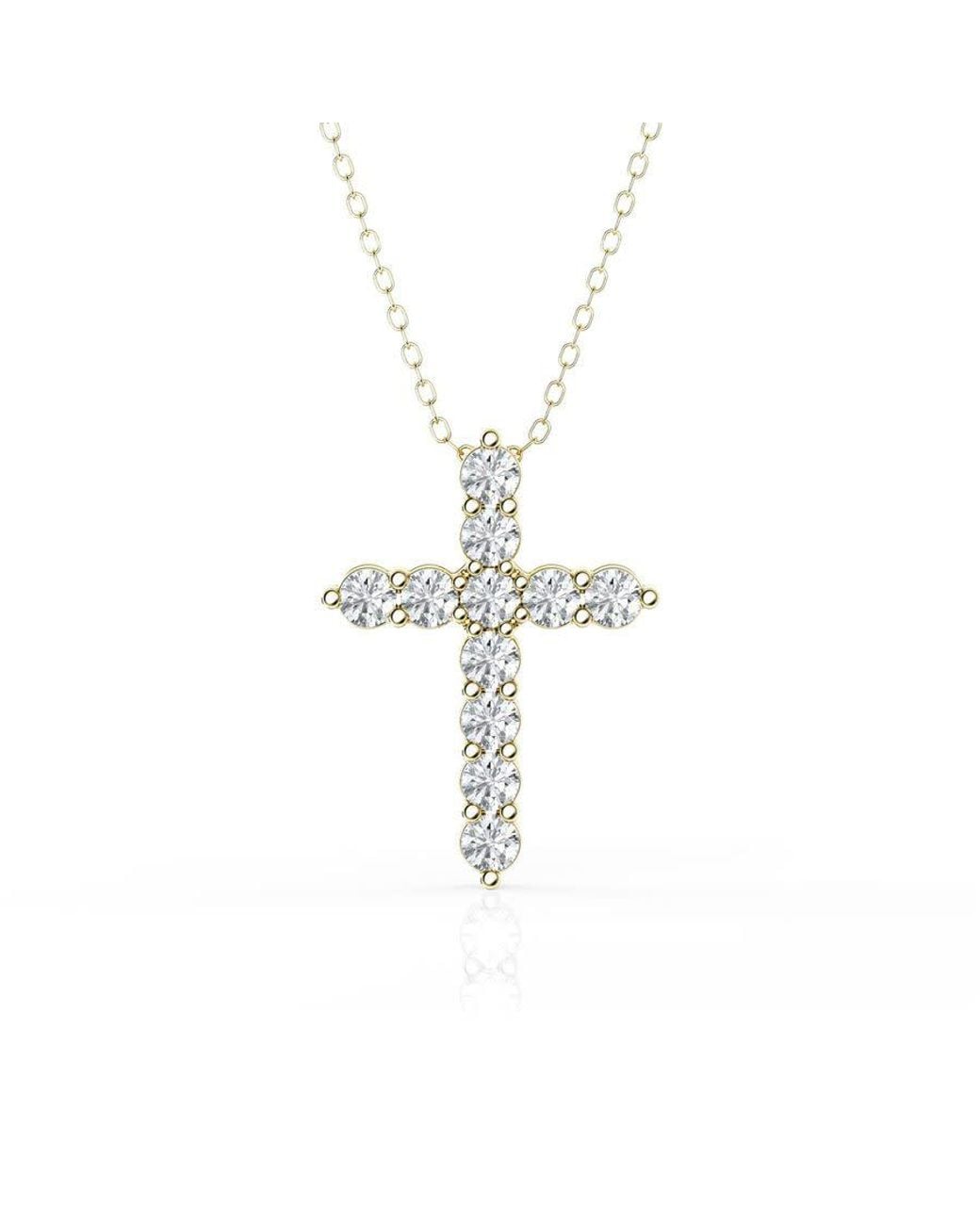 Brilliant Diamond Metallic 1 Carat Lab Grown Diamond Cross Pendant Necklace for men
