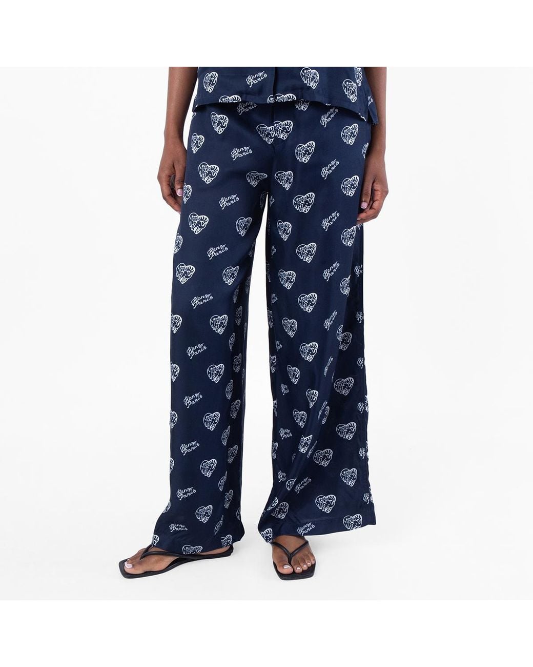KENZO Blue Jungle Heart Printed Pajama Pants, Brand Size 42 (Us for men