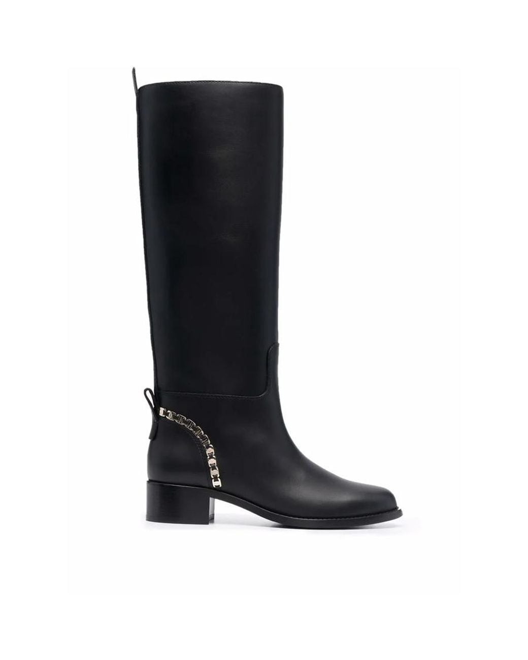 Ferragamo Black Ferragamo Vara Chain Knee-High Boots