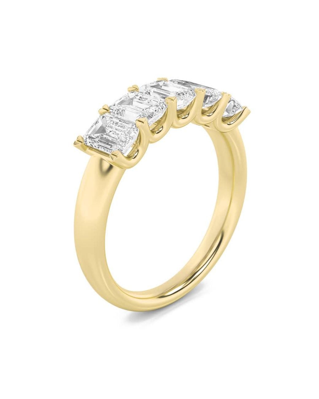 Mure And Co Metallic 2Ctw Emerald Shaped Lab Grown Diamond (F/Vs) Five Stone Band Ring for men