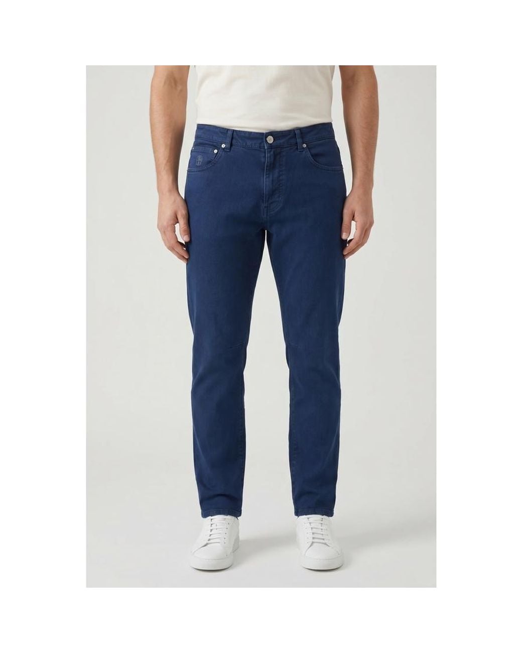 Brunello Cucinelli Blue Dark Straight Trousers, Brand Size 54 (Us for men