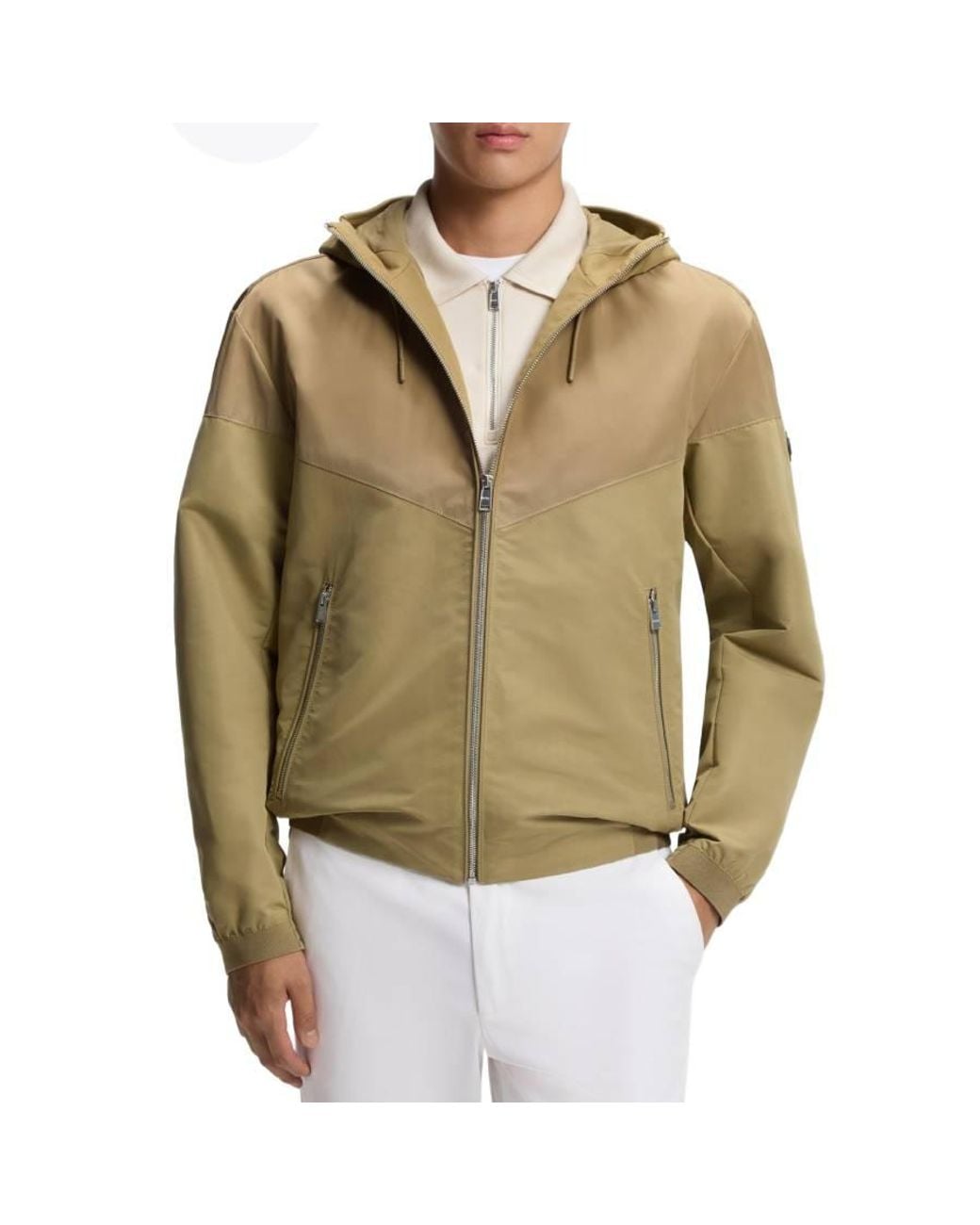 Boss Green Microfibre Poplin Water-Repellent Hooded Jacket, Brand Size 50 Us for men