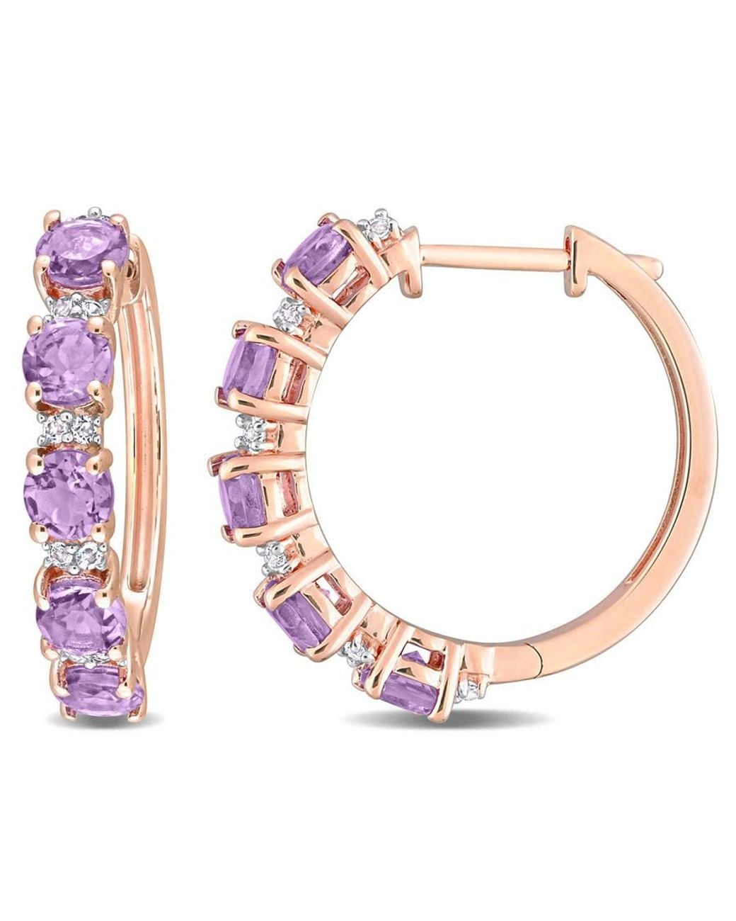 Amour Pink 2 1/2 Ct Tgw Amethyst And Topaz Hoop Earrings for men