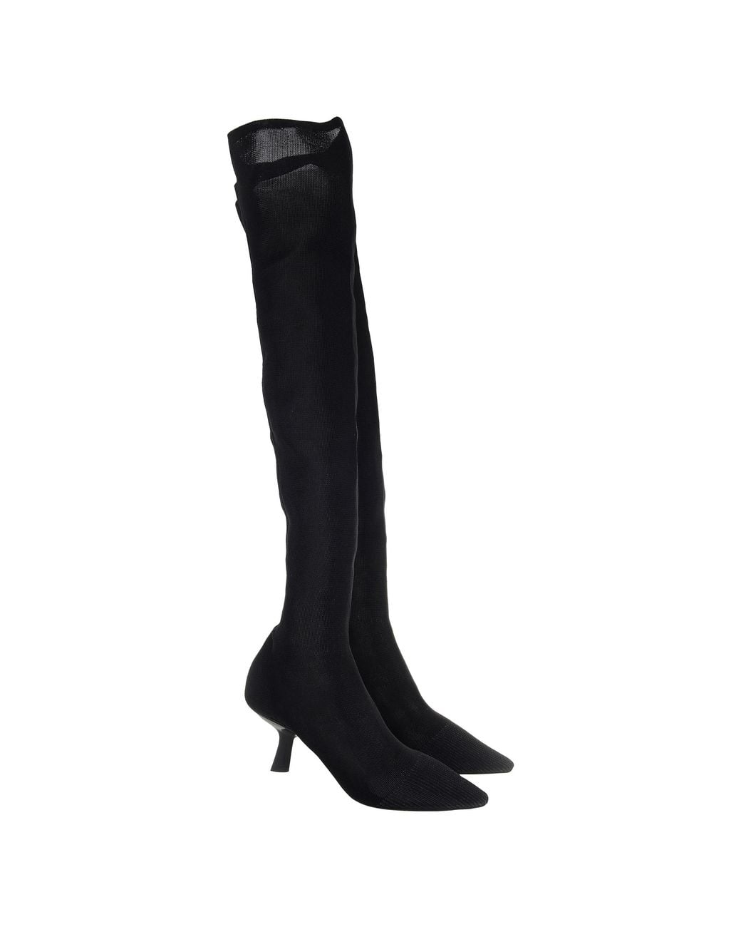 Ferragamo Black Ferragamo Over-The-Knee Stretch Boots, Size 7 C