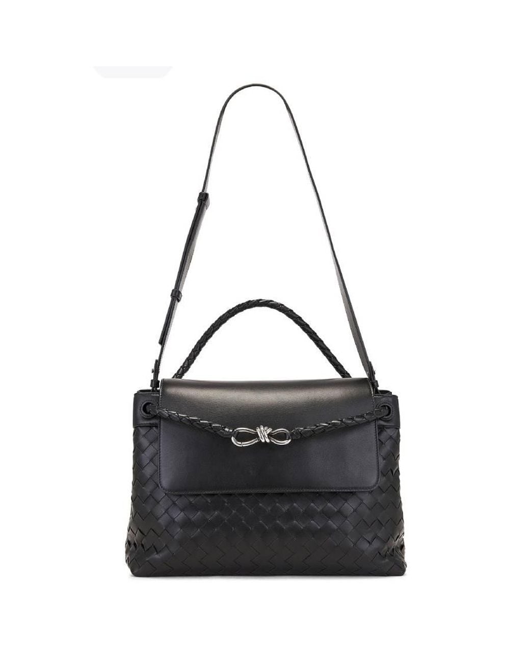 Bottega Veneta Black Andiamo Intrecciato Leather Messenger Bag for men
