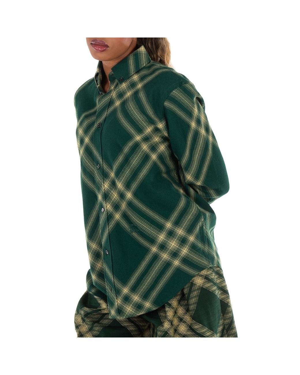 Burberry Green Equestrian Knight Check Pattern Shirt, Brand Size 8 Us