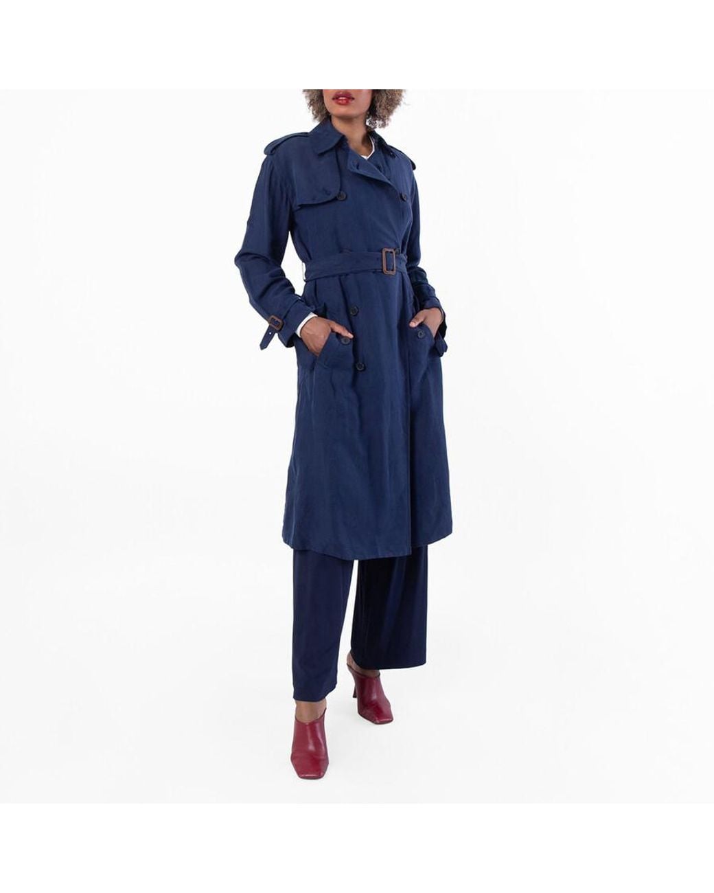 Polo Ralph Lauren Lightweight Silk-Blend Trench Coat in Blue | Lyst UK