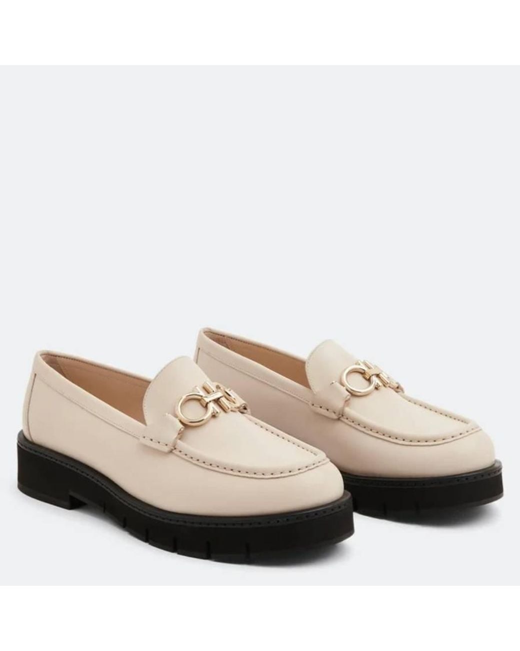 Ferragamo Natural Rolo Gancini Loafers