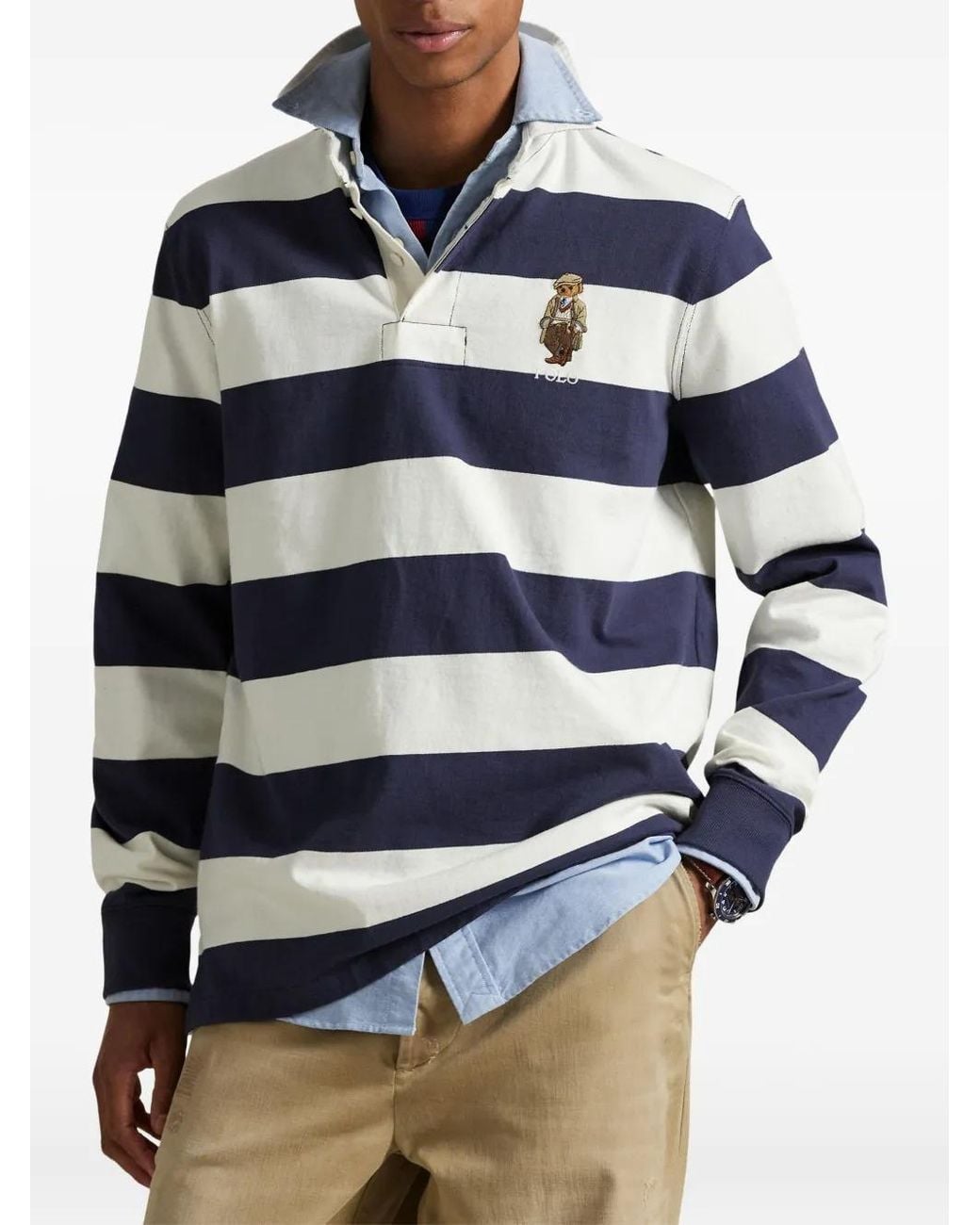 Polo Ralph Lauren Blue Polo Bear Rugby Shirt for men