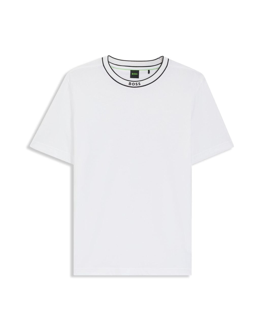 Boss White Logo Crew Neck Cotton T-Shirt for men