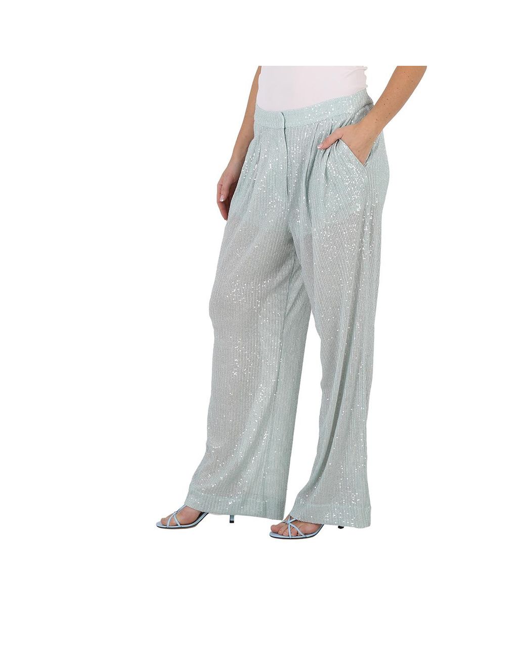 ROTATE BIRGER CHRISTENSEN Gray Ladies Wan Transparent Sequins Trousers