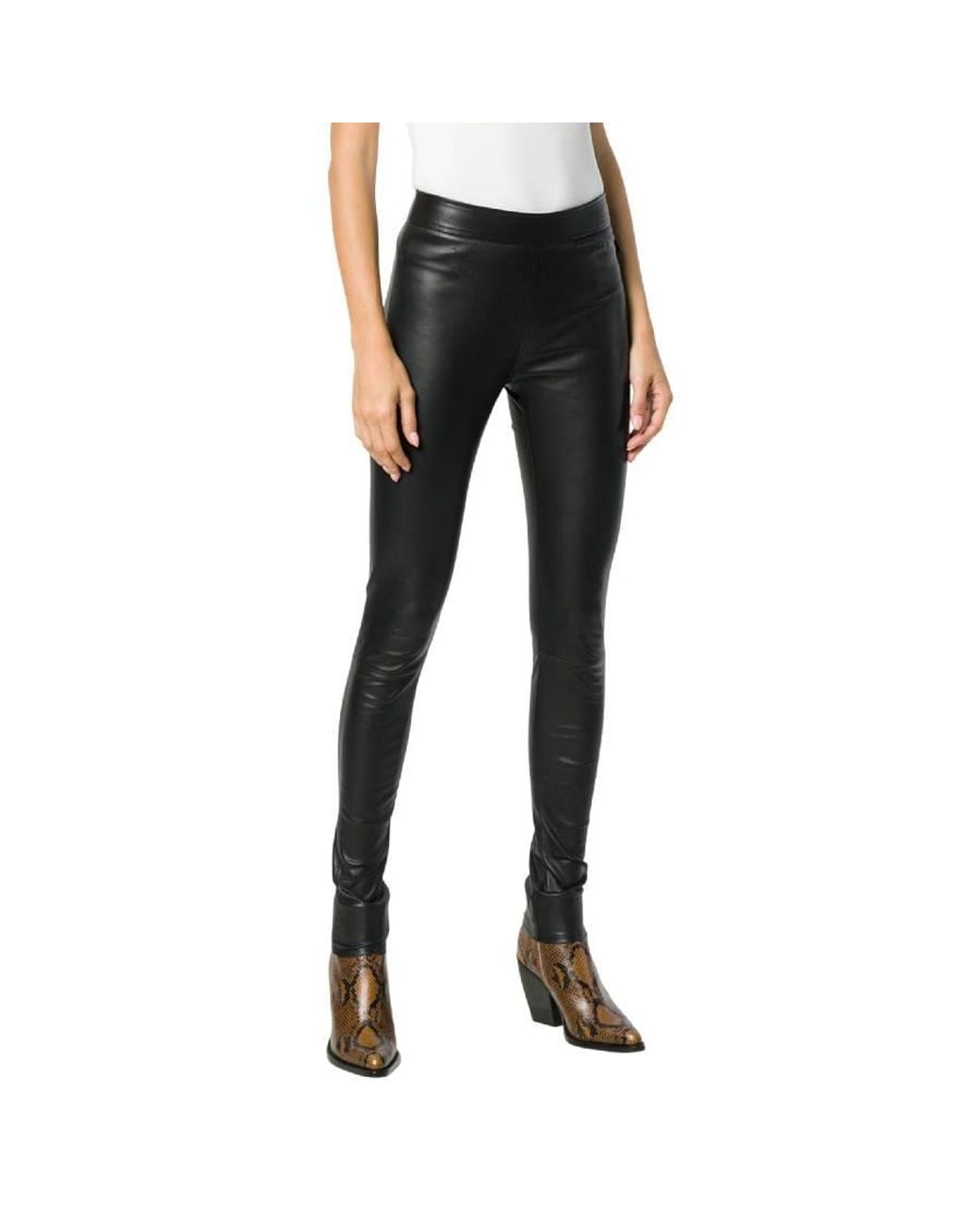 Roberto Cavalli Black Skinny-Fit Biker Leather Leggings, Brand Size 40 Us for men