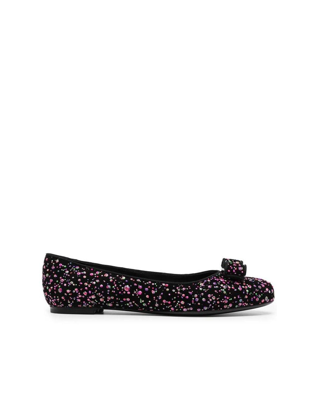 Ferragamo Black Ladies Flats, Us