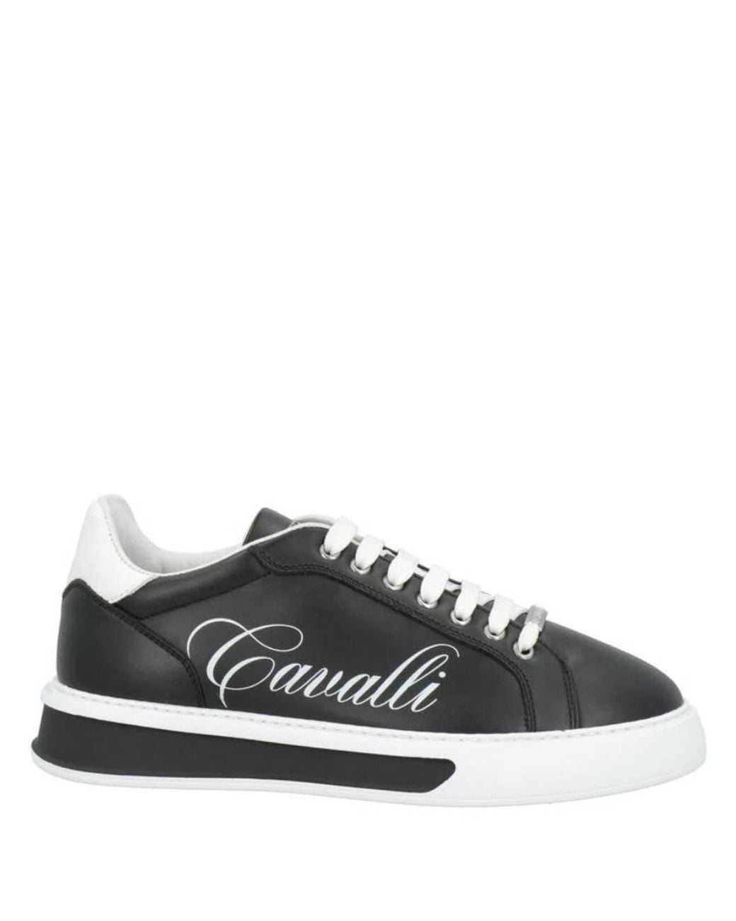 Roberto Cavalli Black Logo Leather Low-Top Sneakers, Brand Size 39 Us for men