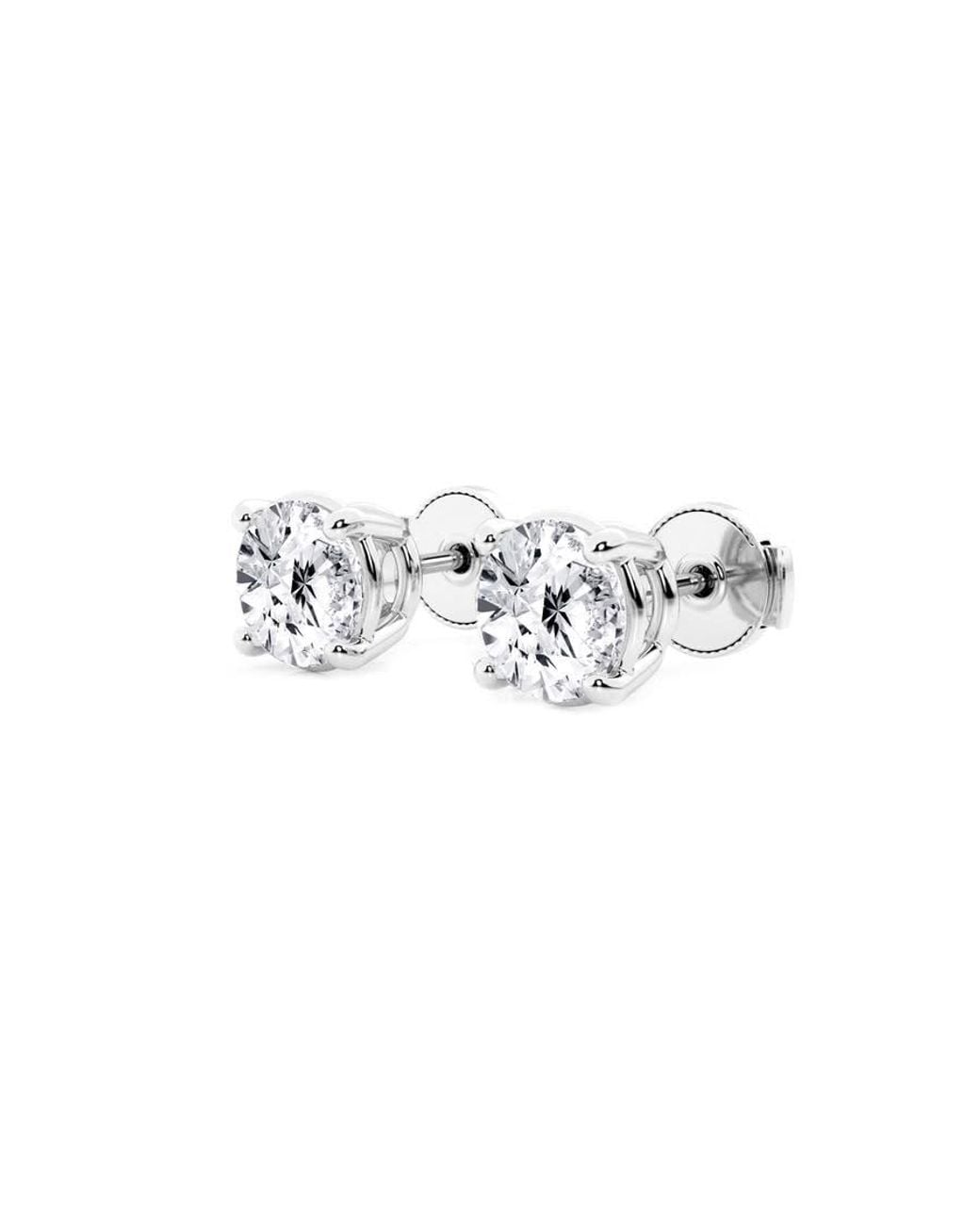 Brilliant Diamond White 2 Carat Round Lab Grown Diamond Stud Earrings for men