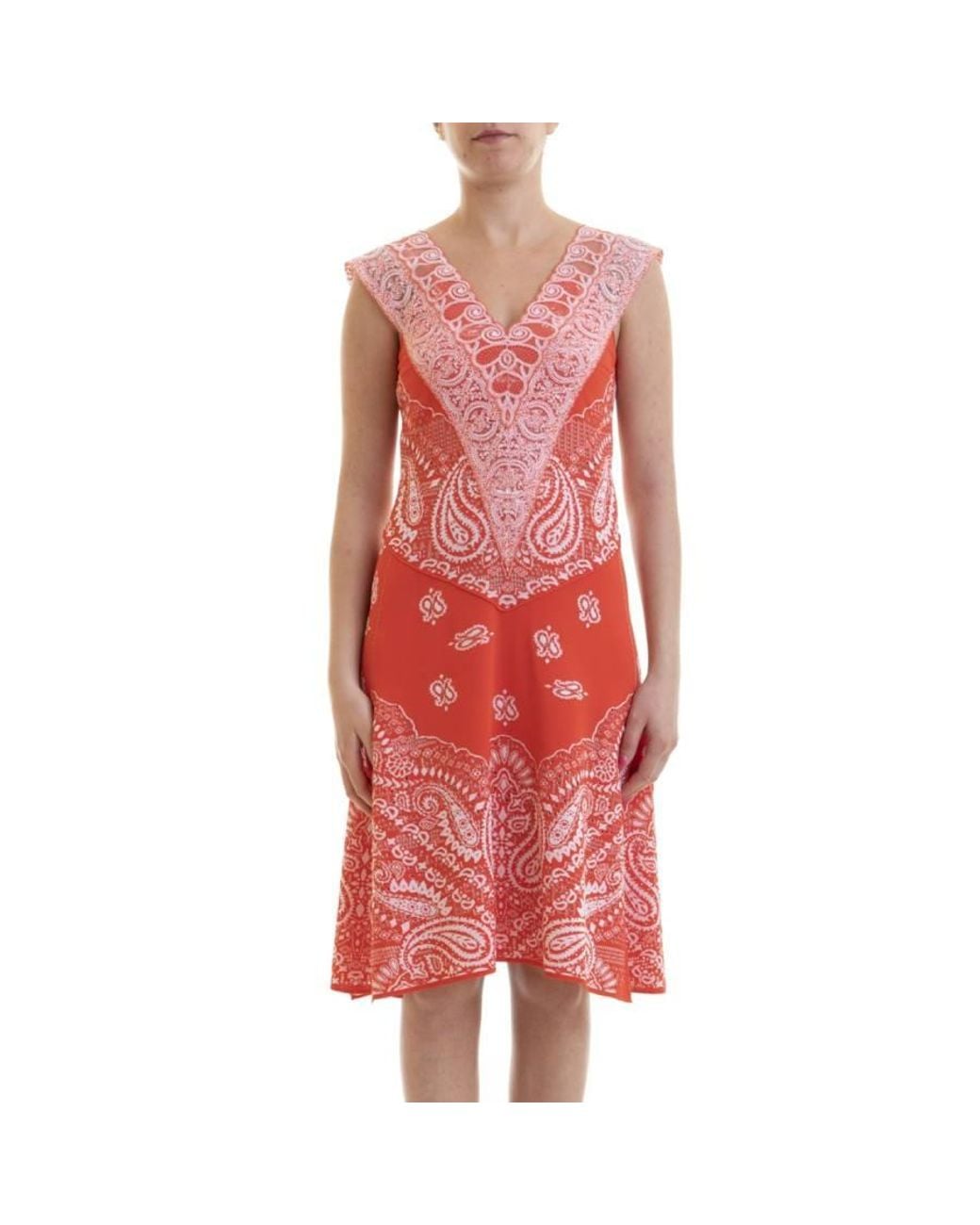 Roberto Cavalli Red Bandana Print Lace Detail Dress, Brand Size 38 Us for men