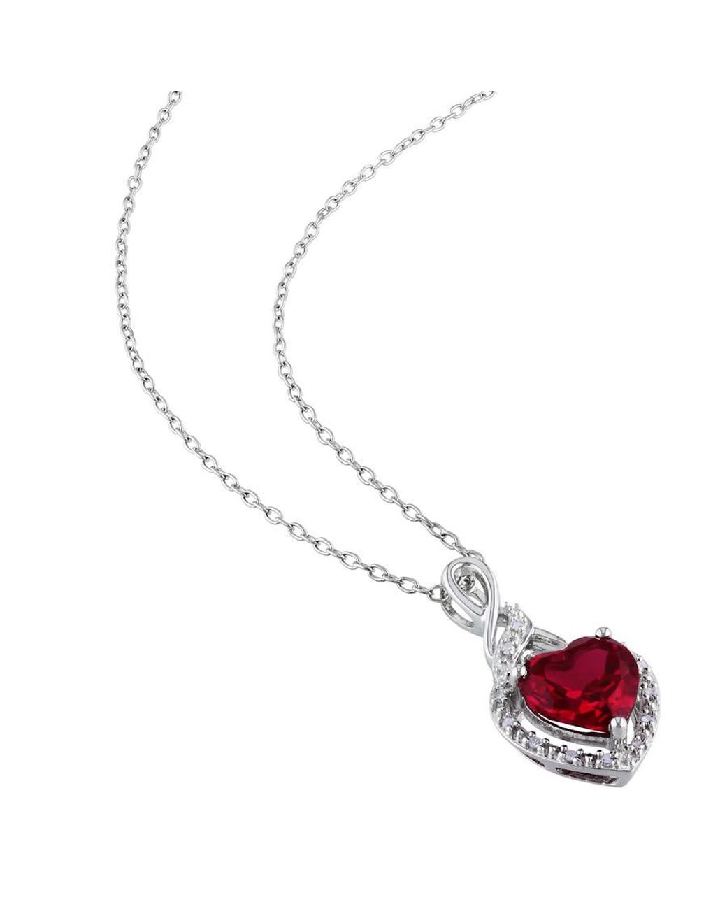 Amour Red Diamond And Created Ruby Heart Twist Pendant With Chain for men
